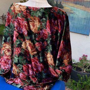 Gorgeous Vintage Laise Adzer Long Blouse - velvet, floral